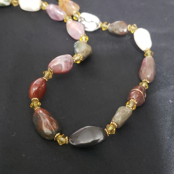 Natural Multi-Colored Stone Beaded Necklace - Picture 8 of 13
